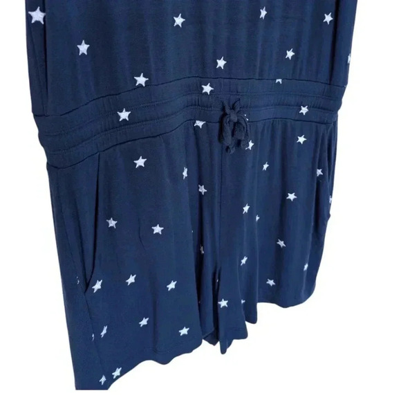 Splendid Romper Navy Silver Embroidered Stars Shorts Whimsigoth Fairy Women's L - Picture 7 of 16